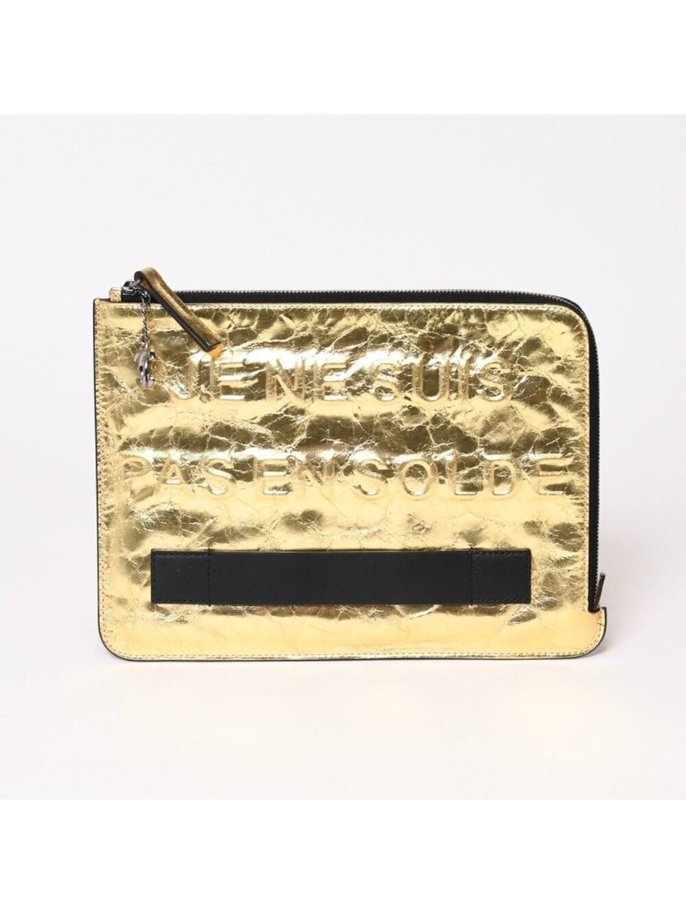 Chanel Votez Coco Clutch CC Logo Crinkle Leather Metallic Gold